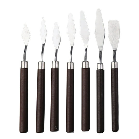 7 Pieces Stainless Steel Spatula Tool Set Handle Paint Scraper Tool for Oil Painting, Color Mixing Blending