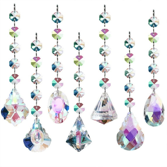 7 Pieces Sun Catcher Crystals Colorful Hanging Prism Suncatcher Window Ornament Beads Chain Sphere Chandelier Pendants for Home Wedding Gifts Decoration,,F3341