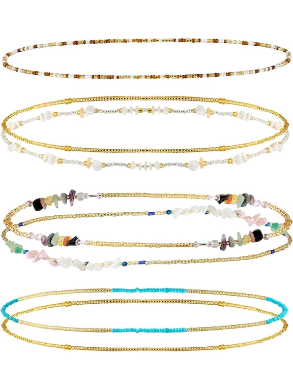 7 Pieces Waist Beads for Women Jewelry Belly Beads Chains Summer African Beach Bikini Body Belly Chains Jewelry(Stylish Style)