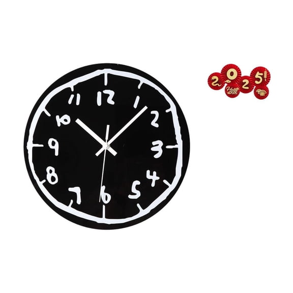 7 Pieces Wall Clock Decorative Clocks Paper Fan Acrylic Material Festive Home Office Spring Festival Decor