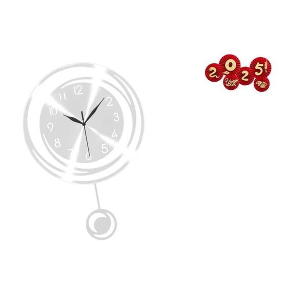 7 Pieces Wall Clock Festive Folding Fans Chinese New Year Paper Decor Acrylic Material for Home Office Spring Festival