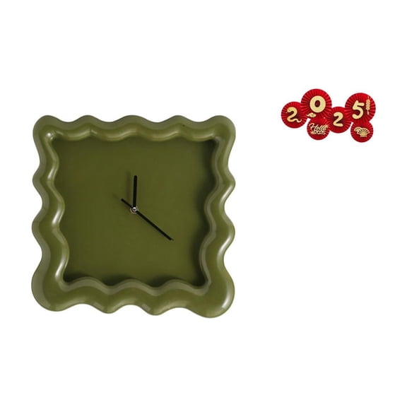 7 Pieces Wall Clock Square Silent Paper Fan Set Durable Material for Chinese New Year Festival Home Decor