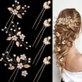 thumbnail image 1 of 7 Pieces Wedding Hair Pins Gold Leaf Bride Headpiece Pearl Wedding Hair Styling Pins Hair Accessories Flower Hair Accessories for Brides Bridesmaids Girls (Elegant), 1 of 4