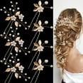 thumbnail image 1 of 7 Pieces Wedding Hair Pins Gold Leaf Bride Headpiece Pearl Wedding Hair Styling Pins Hair Accessories Flower Hair Accessories for Brides Bridesmaids Girls (Elegant), 1 of 4