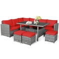 thumbnail image 1 of 7 Pieces Wicker Outdoor Sectional Sofa Set with Dining Table, 1 of 9