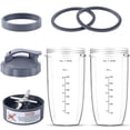thumbnail image 1 of 7 Pieces Blender Cups & Blade Compatible with NutriBullet 600w/900w Blender, 32oz Huge Cup with 1 Flip-Top To-Go Lid and 1 Lid Ring & Premium Extractor Blade, 1 of 6