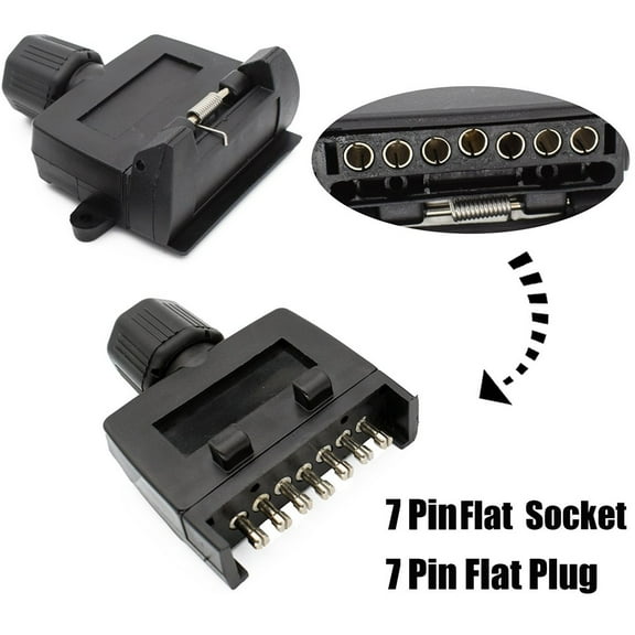 7 Pin Flat Trailer Plug Male & Female Socket Set Caravan Boat Adaptor Connector