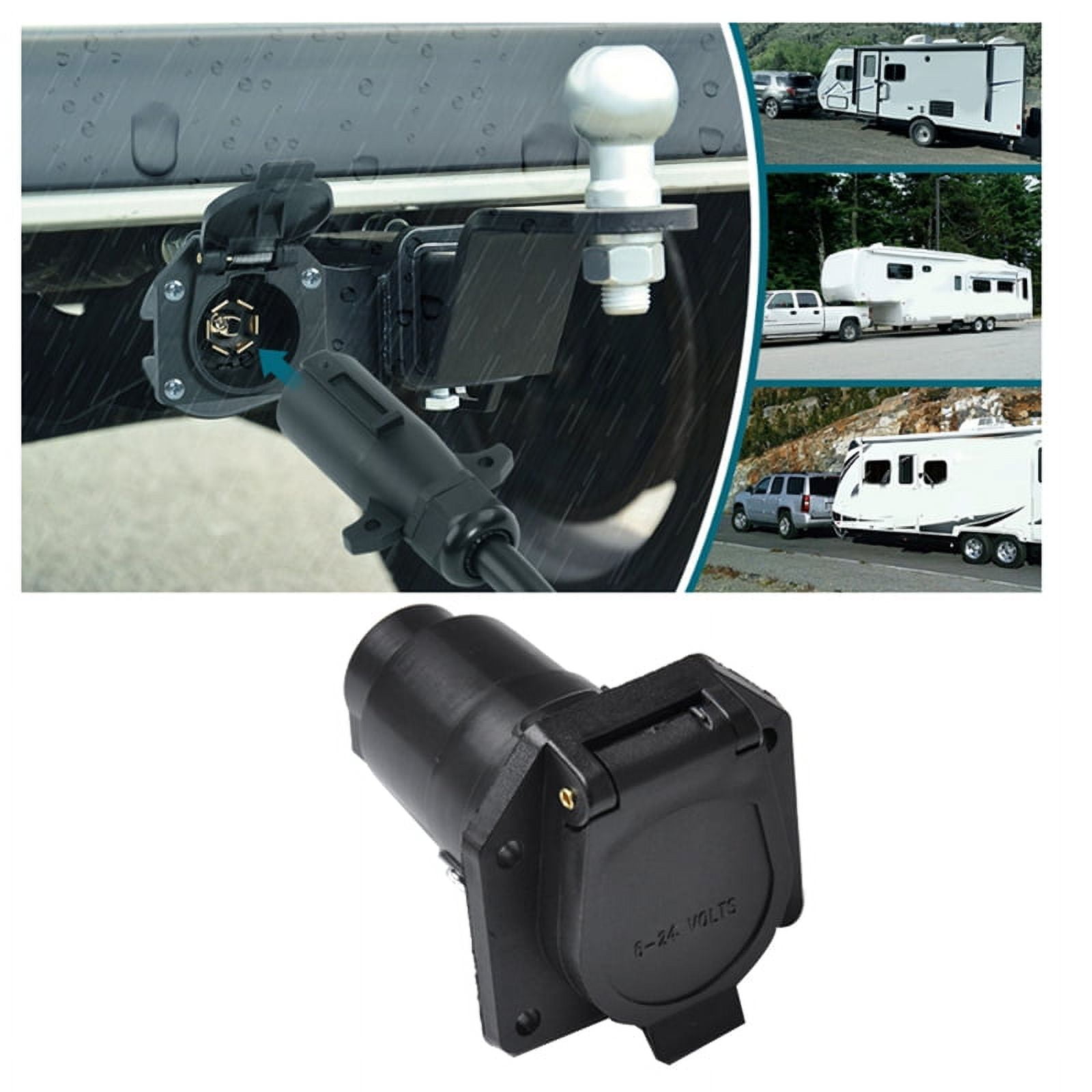 7 Pin RV Blade Trailer Socket Trailer Wiring Harness Connector Heavy Duty 7 Way Vehicle Side Trailer Socket for Trailer