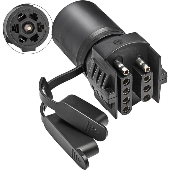 7 Pin Round to 4 and 5 Pin Flat Blade Trailer Adapter, 7 Way to 5 Way Trailer Plug Adapter 2-in-1 Design