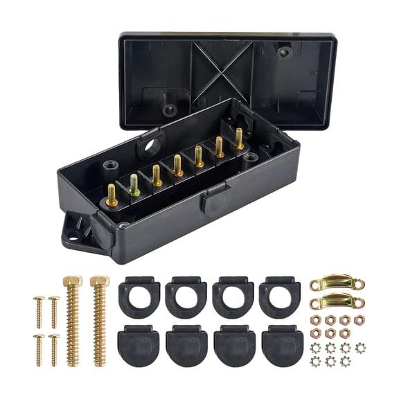 7 Pin Trailer Junction Box, 7 Way Electrical Trailer Junction Box, 7 Gang Trailer Wire Connector Automotive Wiring 7 Pole Cable Connection Box for Rewiring Camper RV