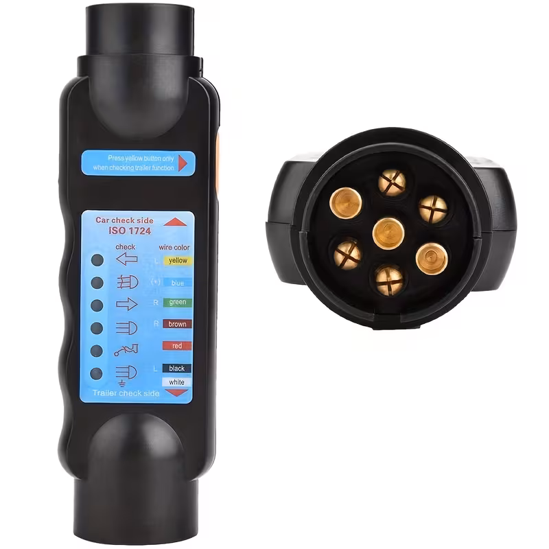 7-Pin Trailer Plug Tester for 12V Towing Light Circuit Testing  Blue Wiring Diagnostic Connector Socket Tester for RV, Truck, and Trailer Electrical Systems