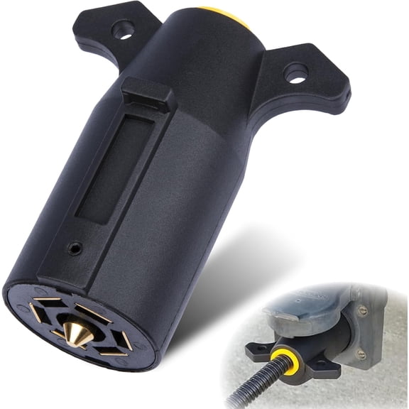 7 Pin Trailer Plug, Waterproof 7 Way Trailer Plug Flat Blade Connector, Heavy Duty Trailers Light Plug, Interlocking Trailers Electrical Connector for RV Towing, Car Accessories