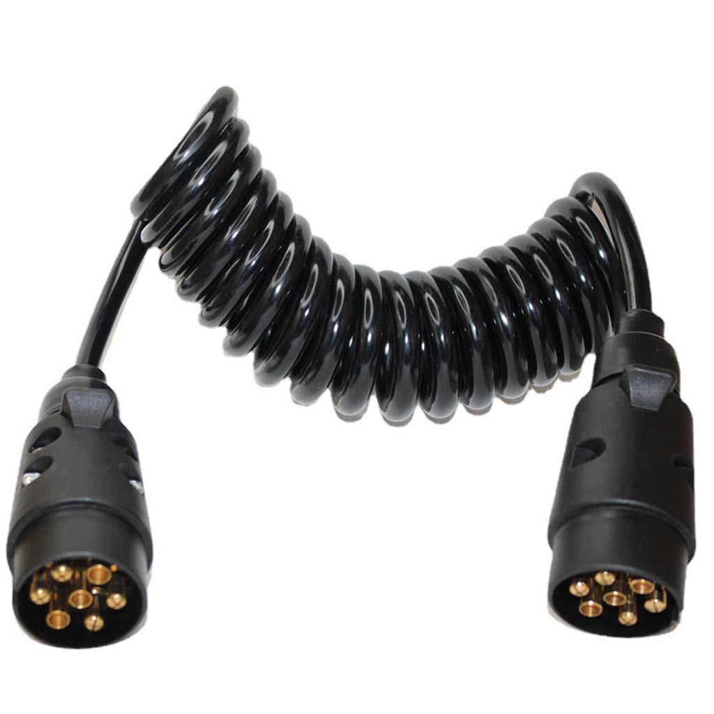 7 Pin Trailer Plug Wiring Harness Curly Gooseneck Extension Wire Cable 2M Cord