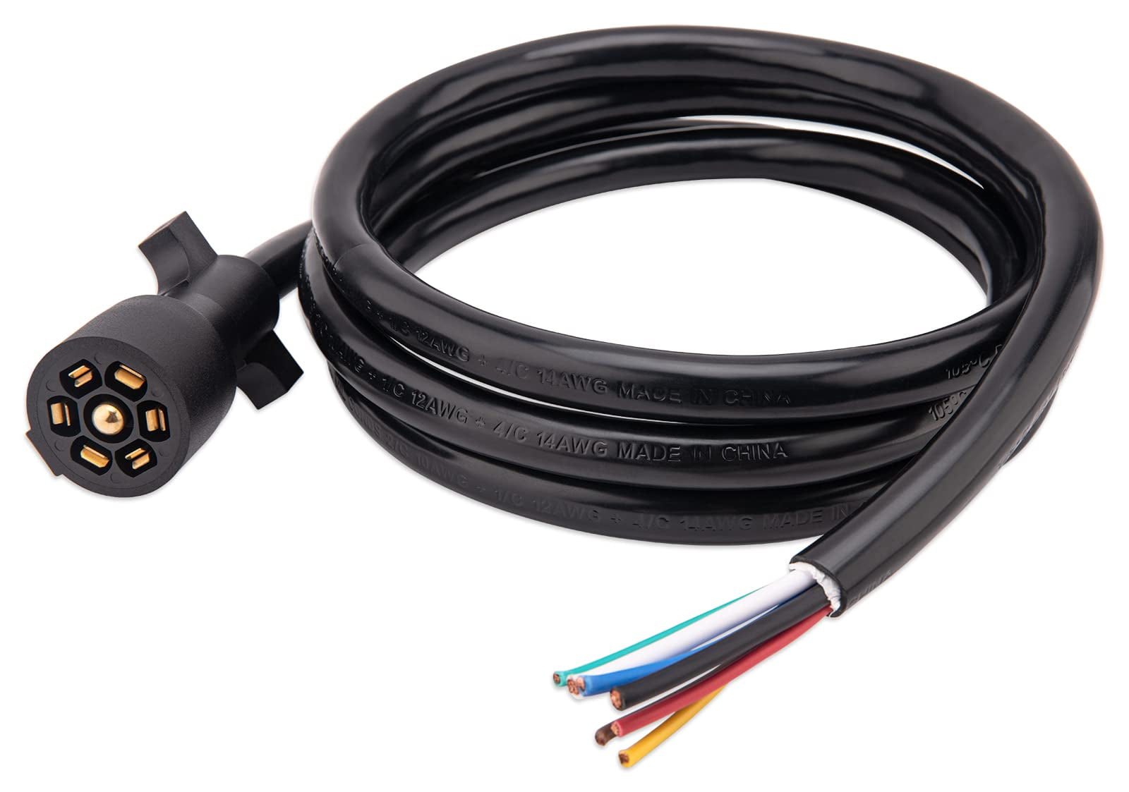 7 Pin Trailer Wiring Harness Plug,7 Way Plug Inline Trailer Cord,7 pin