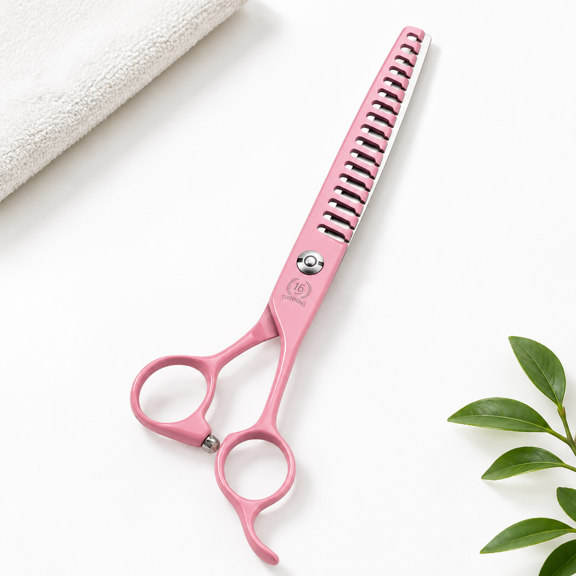 7" Pink Chunker Professional Pet Shears for Face, Body, Paws