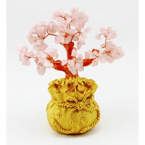 7" Pink Crystal Quarz Stone Money Tree Lucky Tree Home Decor. Wealth Bless Gift KT00209