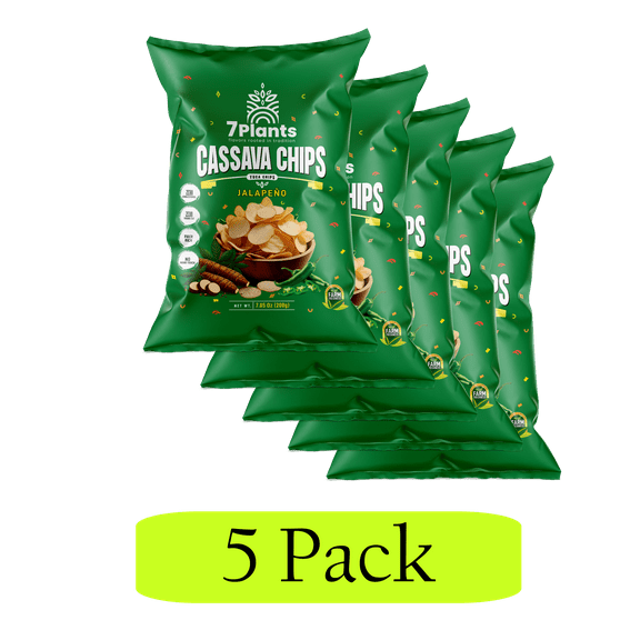 7 Plants Cassava Yuca Chips Jalapeno - Pack of 5