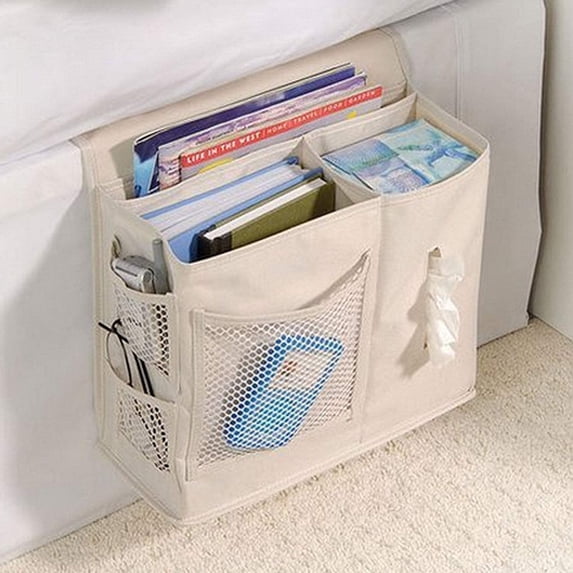 7-Pocket Bedside Caddy Organizer, Multi-Pocket Storage for Remotes, Glasses, Tissues, and Magazines, Durable Waterproof Fabric, by Dependable Industries Inc. Essentials