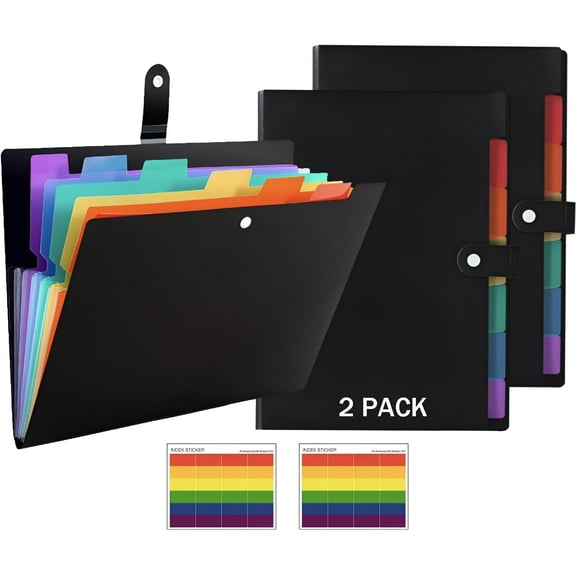 7-Pocket Expanding File Folder – 2 Pack, Durable Accordion Organizer for Letter/A4 Size Documents, Portable & Expandable, Ideal for Office, School & Home Use