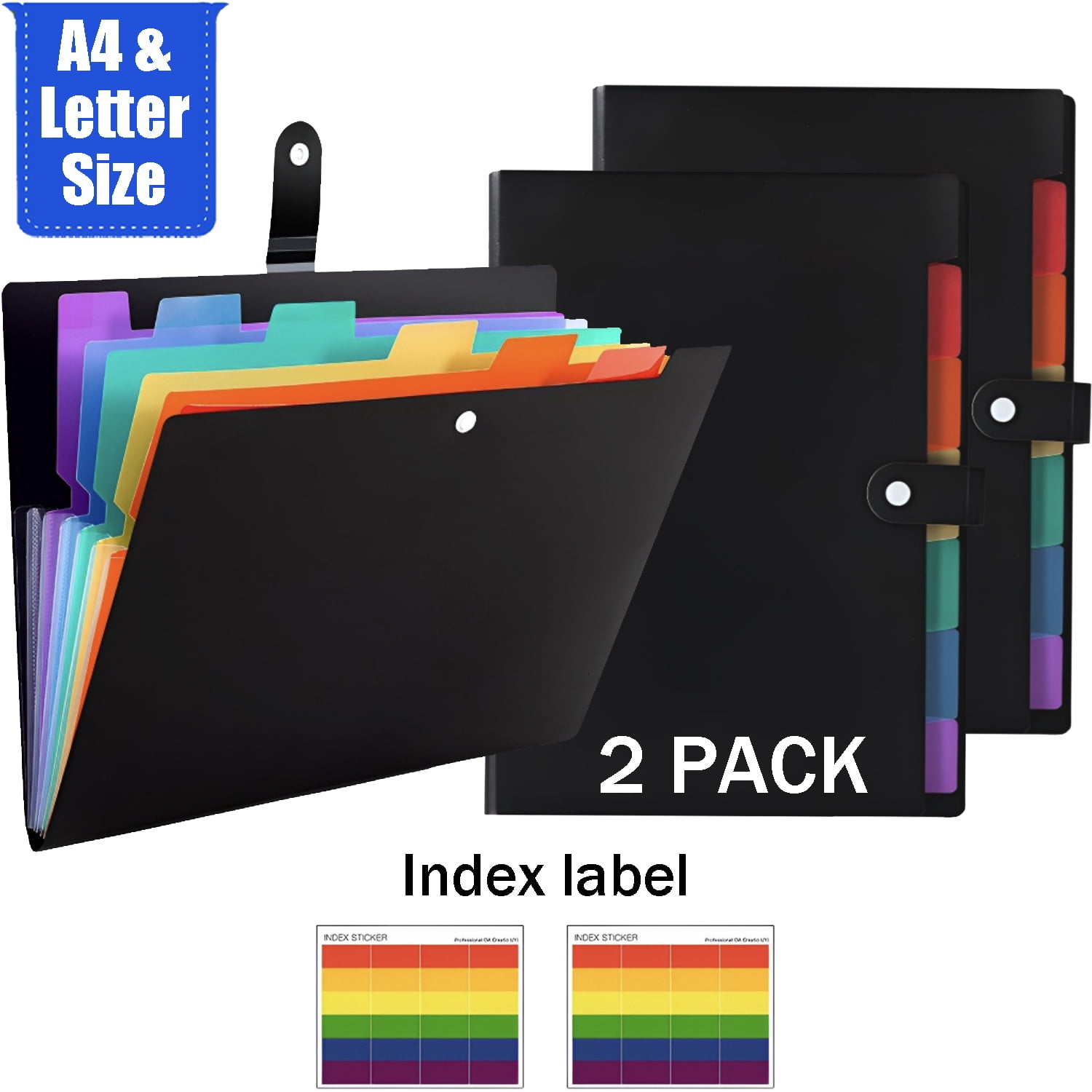 File For Doccuments 7-Pocket Expanding File Folder – 2 Pack, Durable Accordion Organizer ...