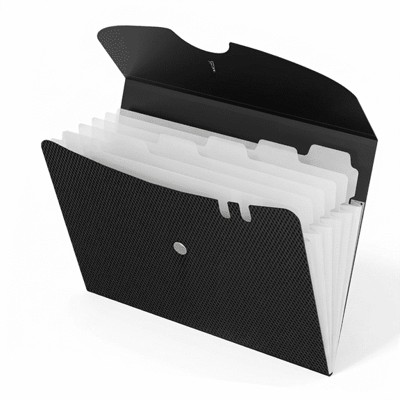 7 Pocket Expanding File Folder, Accordion Organizer for Documents, Letter Size File Folders with Bungee Closure, Portable for Office Supplies, Black