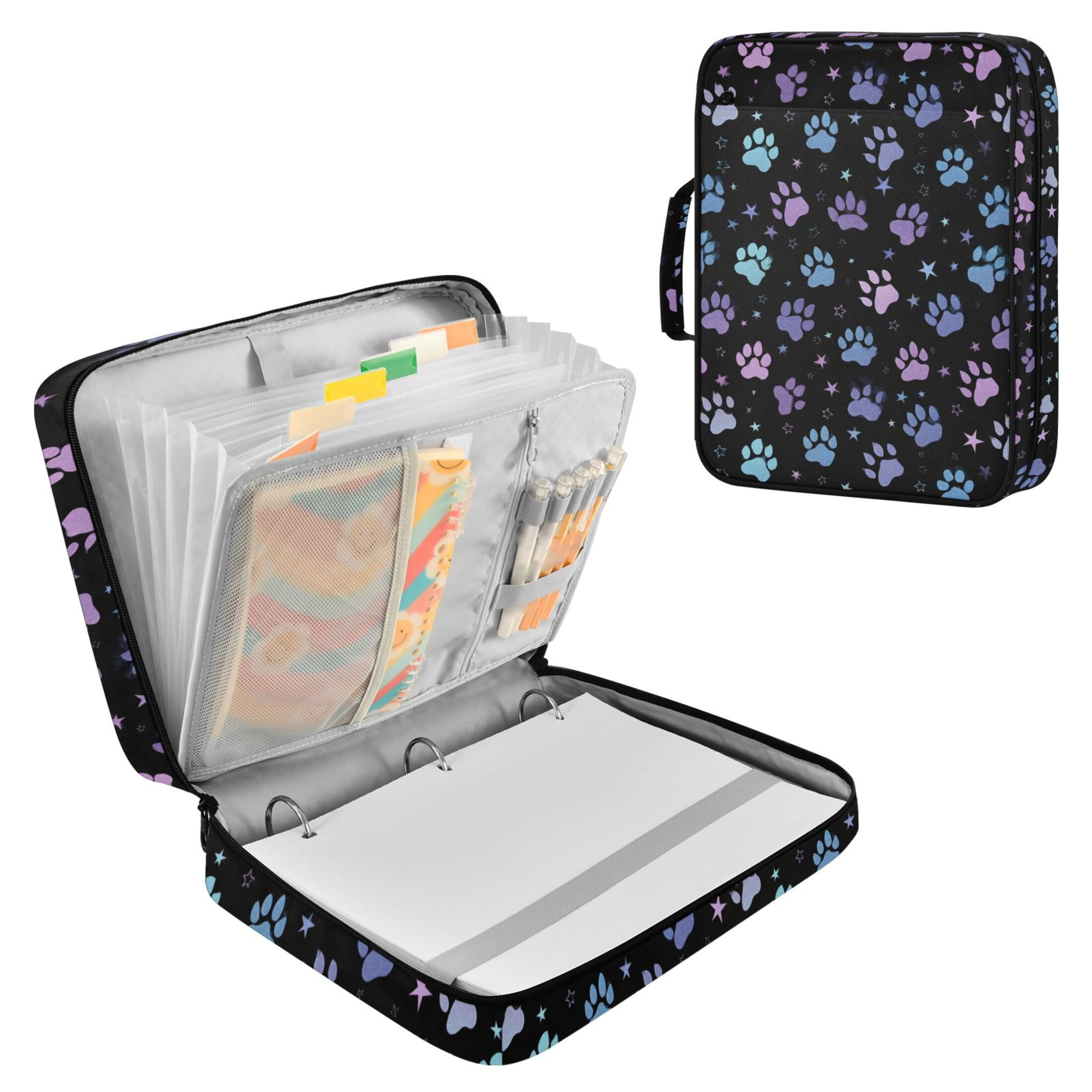 7-Pocket Expanding Filing Folder with 3-Ring Binder Portable Document ...