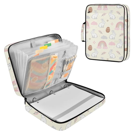 7-Pocket Expanding Filing Folder with 3-Ring Binder Portable Document ...