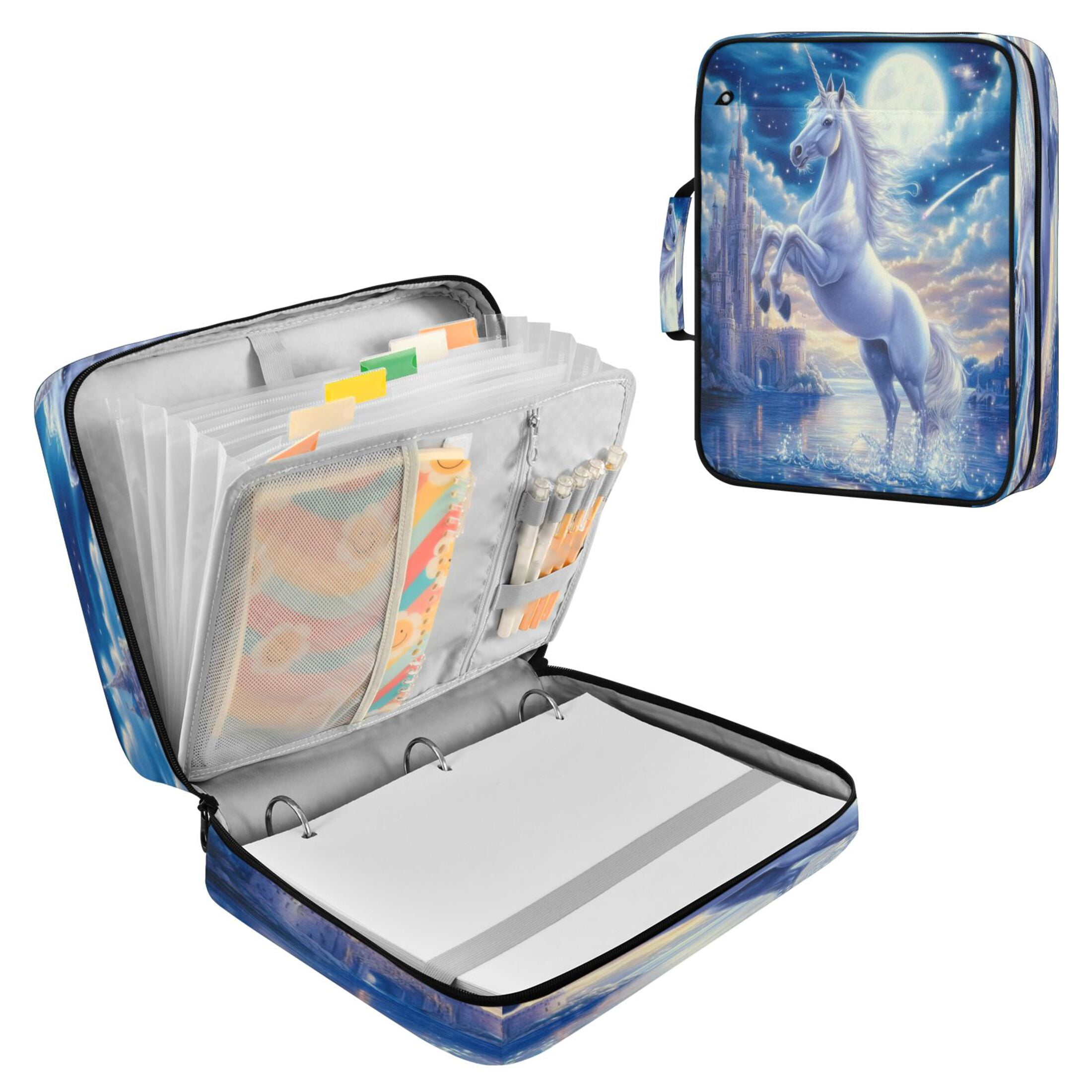 7-Pocket Expanding Filing Folder with 3-Ring Binder Portable Document ...
