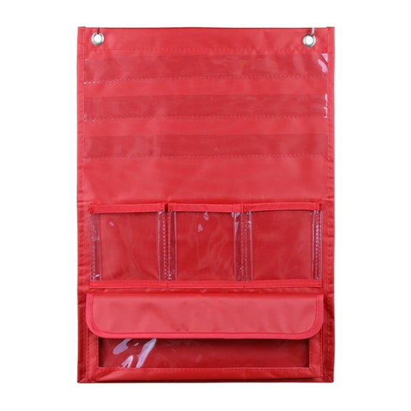 7 Pockets Place Value Pocket Chart with Straws, 13x18Inch Math Counting Pocket Chart for Classroom Chalkboard