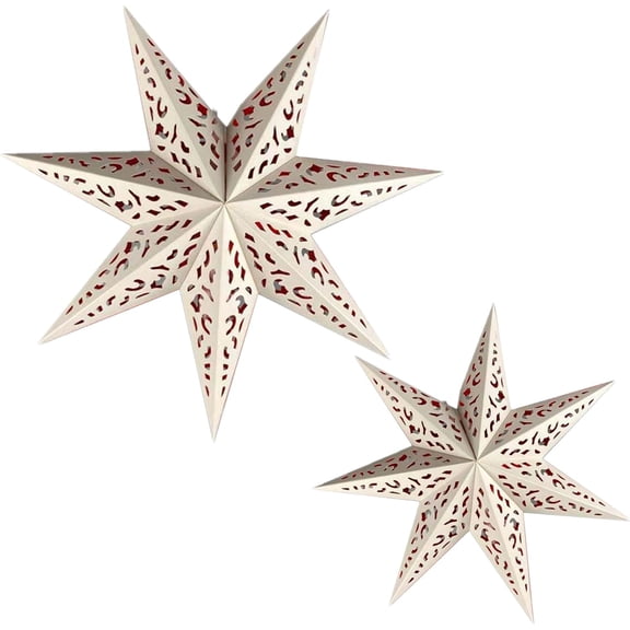 7 Point Star Paper Lantern,2PCS Collapsible Handmade Hanging Hollow Star Paper Lantern Lampshades for Christmas Study Room,Party Decor