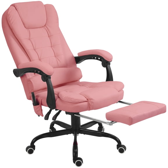 7-Point Vibrating Massage Office Chair High Back Massaging Office Desk Chair with Lumbar Support, Footrest, Pink