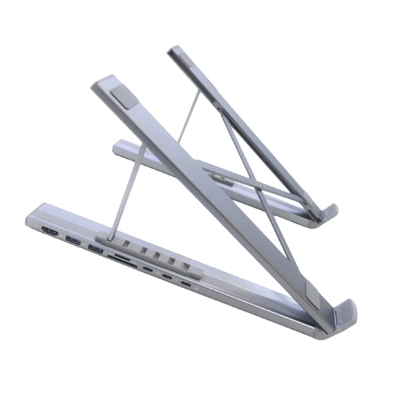 7 Port Aluminum Foldable Docking Station for Laptop Multiple Port Integrated Stand Cooling Height Adjustment