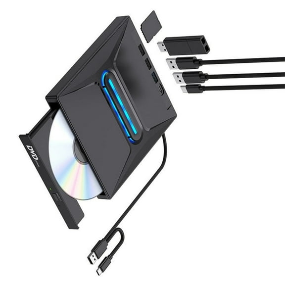 7 Port External USB3.0 External Disk Drive Disc Player Portable Burning Reader For Laptops Systems