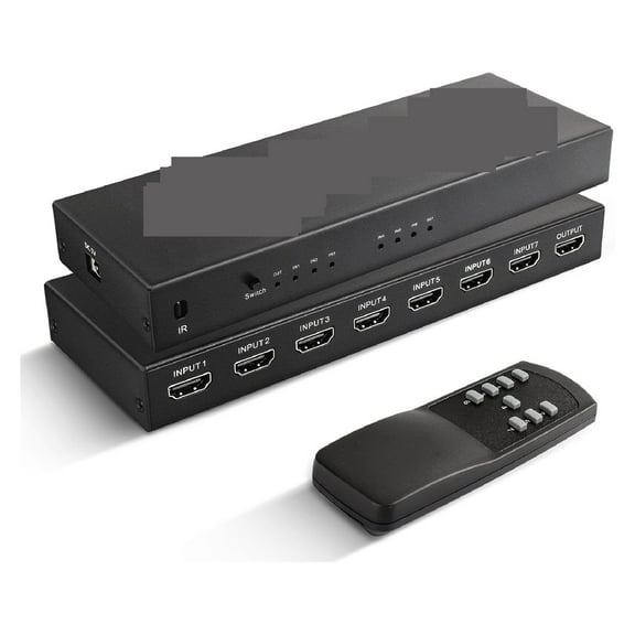 7 Port Switch 2.0 4K@60Hz 7x1 2.0 Switcher With IR Remote Aud Video Converter 7 In 1 Out Support HDR & HDCP 2.2 DC5V ,Easy to Install