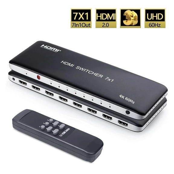 7 Port Switch 7x1 4K60Hz 2.0 Switcher Selector 7 in 1 out Support HDR HDCP 2.2