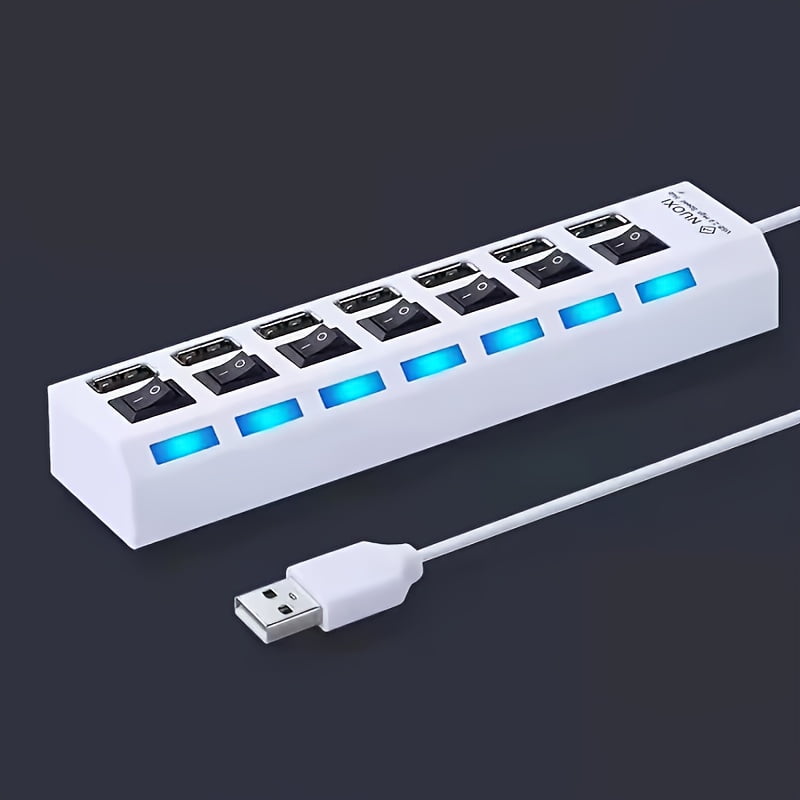 7-Port USB 2.0 Hub with Individual On/Off Switches & LED Indicators ...