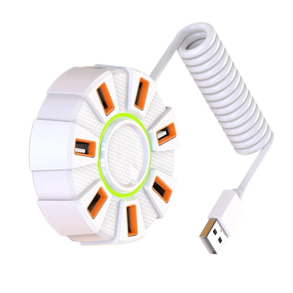 7 Port USB 2.0 Hubs With RGBs Ambients Lighting And Power Supply For Desktop