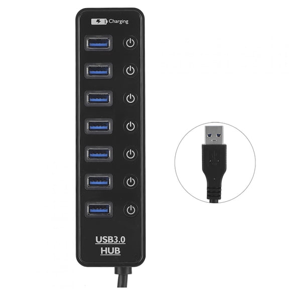 7-Port USB 3.0 Hub with Switch Smart 2A Fast Charging Splitter Docking Station PC Accessory