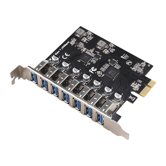 7 Port USB 3.2 GEN1 5Gbps PCIE Expansion Card PCI-E PCI Express X1 to USB3.0 HUB Adapter Add on Cards for Desktop PC