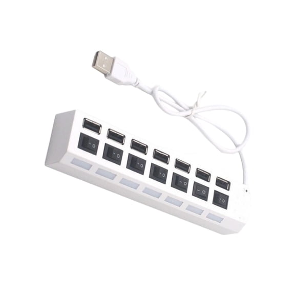 7 Port USB Data Hub with Individual Switches 480Mbps Charging Extender for Laptop
