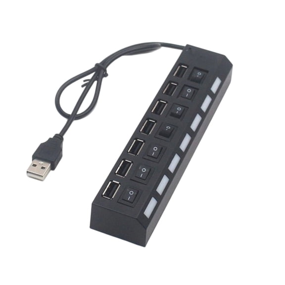 7 Port USB Data Hub with Individual Switches 480Mbps Charging Extender for Laptop