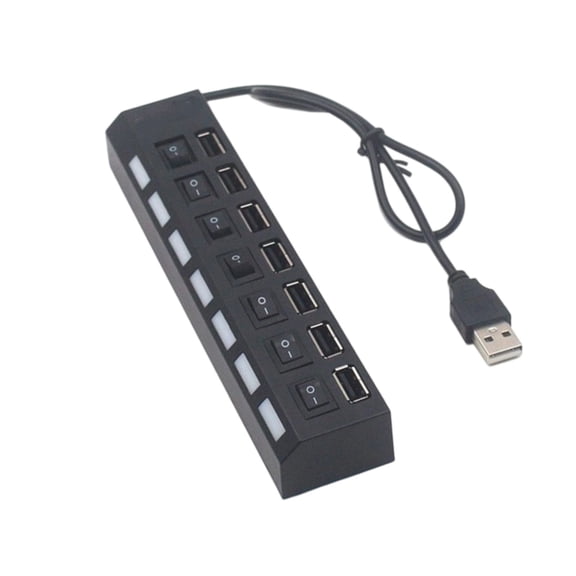 7 Port USB Data Hub with Individual Switches 480Mbps Charging Extender for PC Laptop
