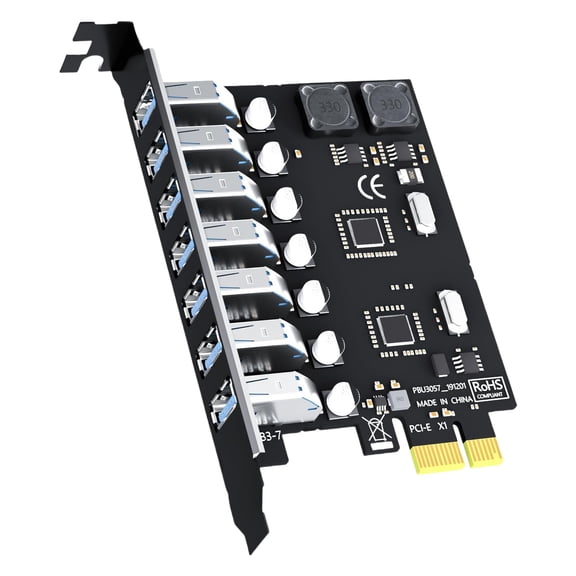 7 Port USB3.0 PCIe Expansion Card 5Gbps PCIe USB3.0 Controller Adapter External Controller Desktop Expansion Card