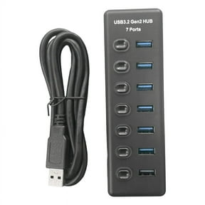 7 Port USB3.2 Gen2 HUB 10Gbps USB 3.0 Hub with Individual Switch Control LED Indicator with Power Adapter US Plug