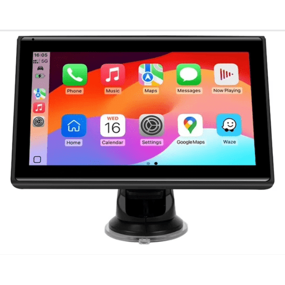7" Portable Wireless CarPlay Screen for Car  Apple CarPlay & Android Auto, HD Touch Screen Car Stereo, Bluetooth, GPS Navigation, Voice Control, Plug-and-Play with FM/AUX/Mirror Link (Black)