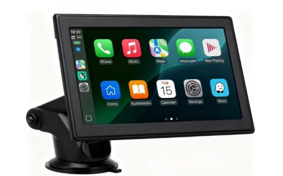 7" Portable Wireless CarPlay Screen for Car – Apple CarPlay & Android Auto, HD Touch Screen Car Stereo, Bluetooth, GPS Navigation, Voice Control, Plug-and-Play with FM/AUX/Mirror Link (Black)