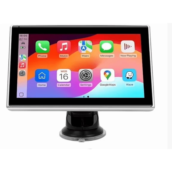 7" Portable Wireless CarPlay Screen for Car  Apple CarPlay & Android Auto, HD Touch Screen Car Stereo, Bluetooth, GPS Navigation, Voice Control, Plug-and-Play with FM/AUX/Mirror Link (Silver)