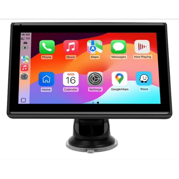7" Portable Wireless CarPlay Screen for Car Apple CarPlay & Android Auto, HD Touch Screen Car Stereo, Bluetooth, GPS Navigation, Voice Control, Plug-and-Play with FM/AUX/Mirror Link (Black)