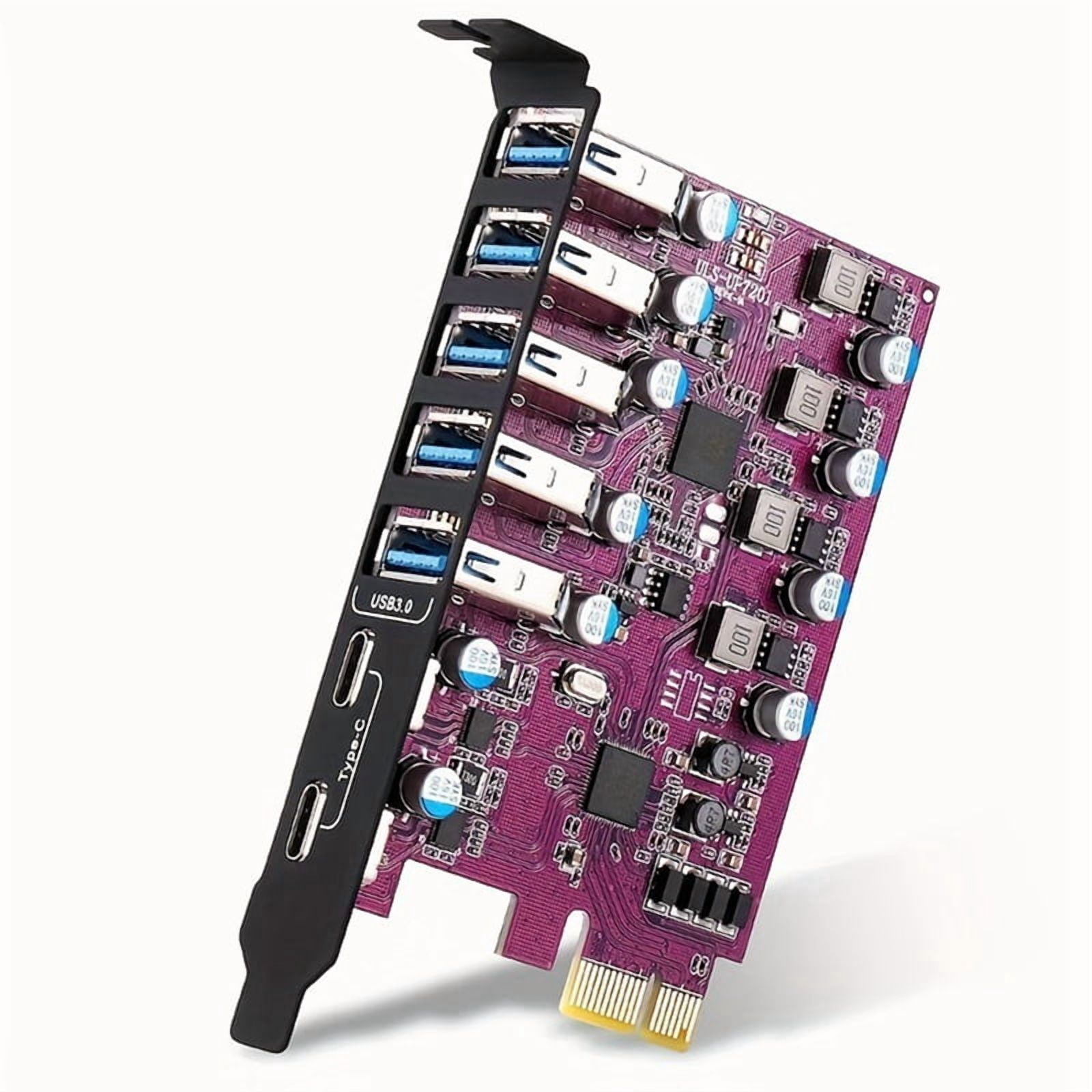 7 Ports USB 3.0 Expansion Card USB-A 5X USB-C 2X PCI Express USB Add in ...