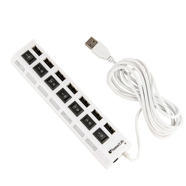 7 Ports USB Data Hub Charging Station with Individual On/Off Switches